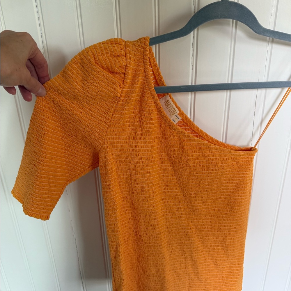 Nation LTD Vibrant Orange Textured Top